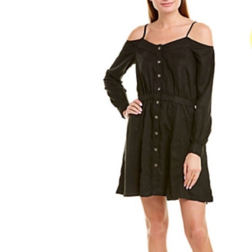 NWT The Kooples Black Dress  Lyocell Pleats Size 1 (2 US) Babydoll goth XXS